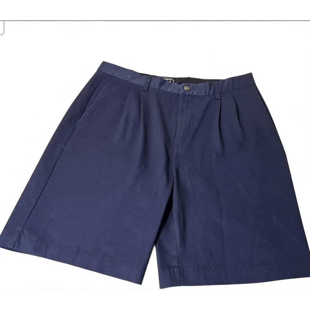 Adidas Golf Shorts Stretch Match  Chinos Mens 34 Navy Play Pleated‎ 9